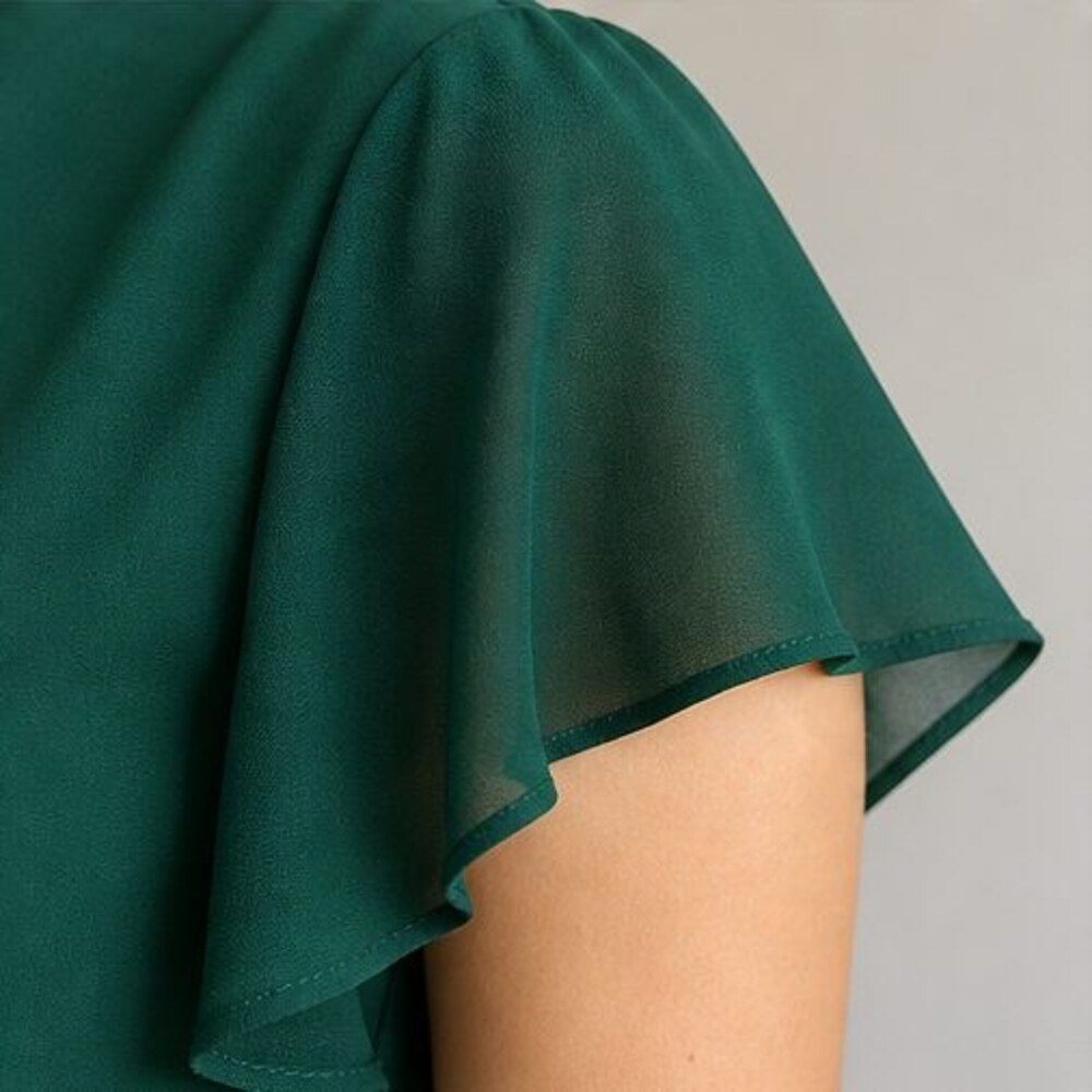 Emerald Ruffle Blouse - Picture 5 of 6